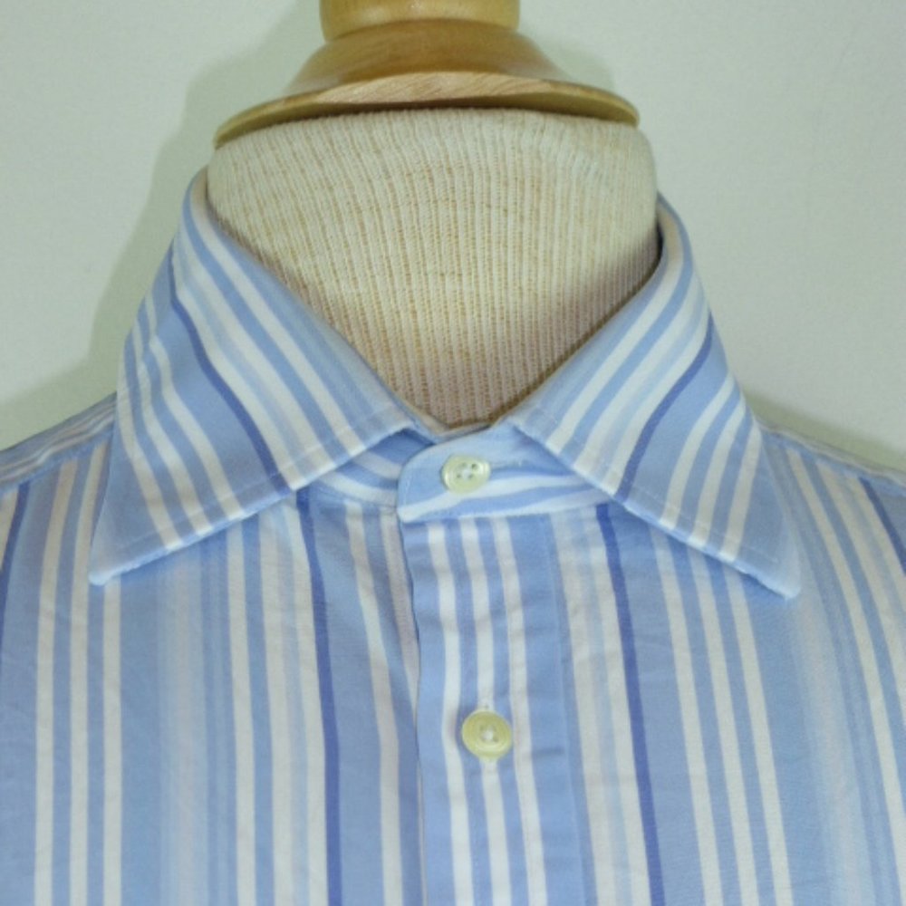 THOMAS PINK blue stripe 100% COTTON SHIRT 16 x 34
